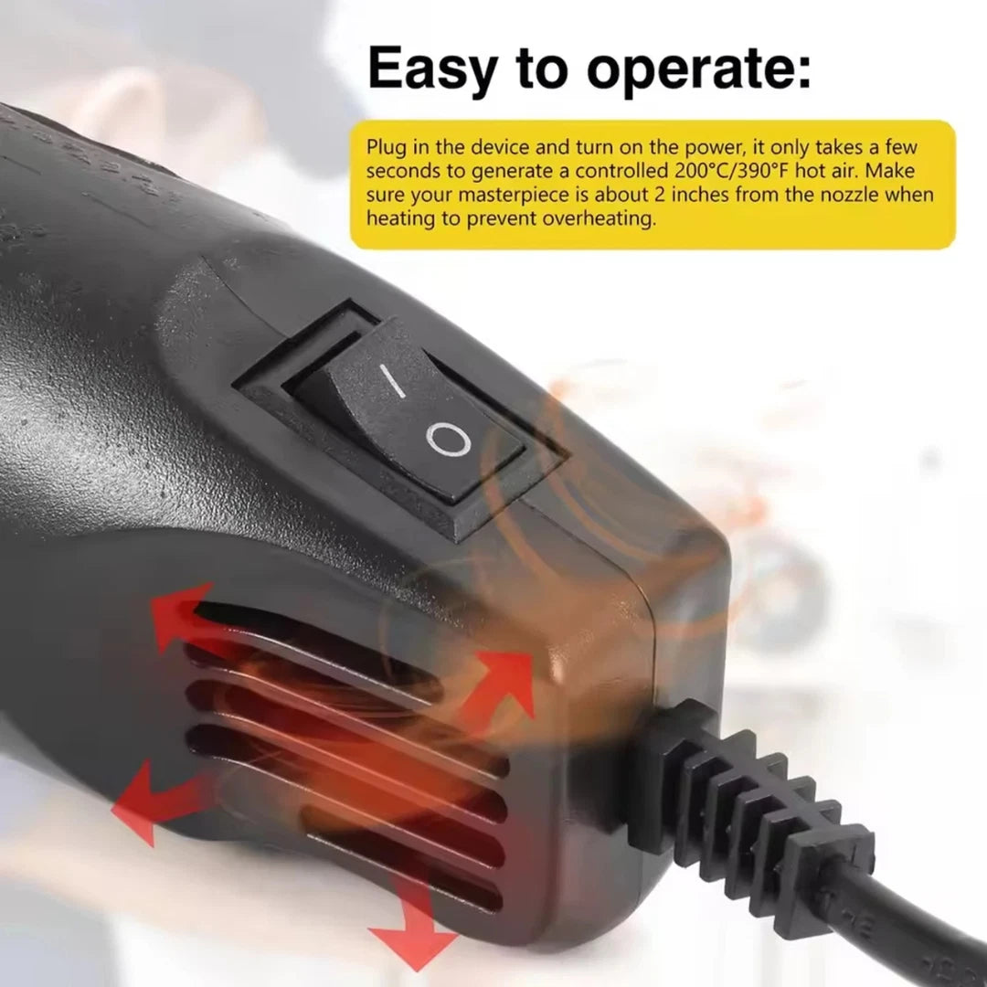 300W Mini Heat Gun – Portable Handheld Hot Air Tool for DIY Crafts, Resin, and Shrink Wrapping