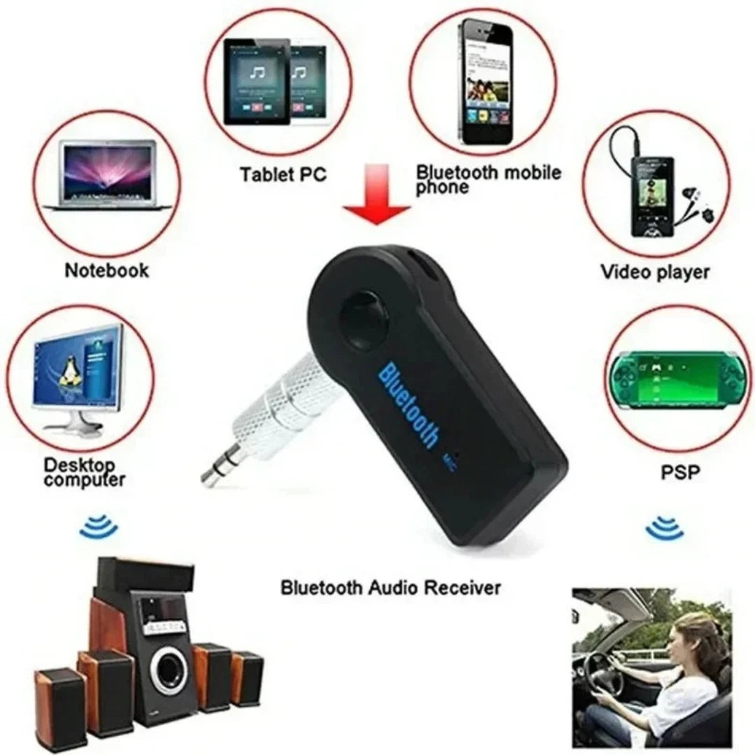 Bluetooth 5.0 AUX Receiver with Mic | 3.5mm Jack Wireless Audio Adapter for Car, Phone & Home Stereo