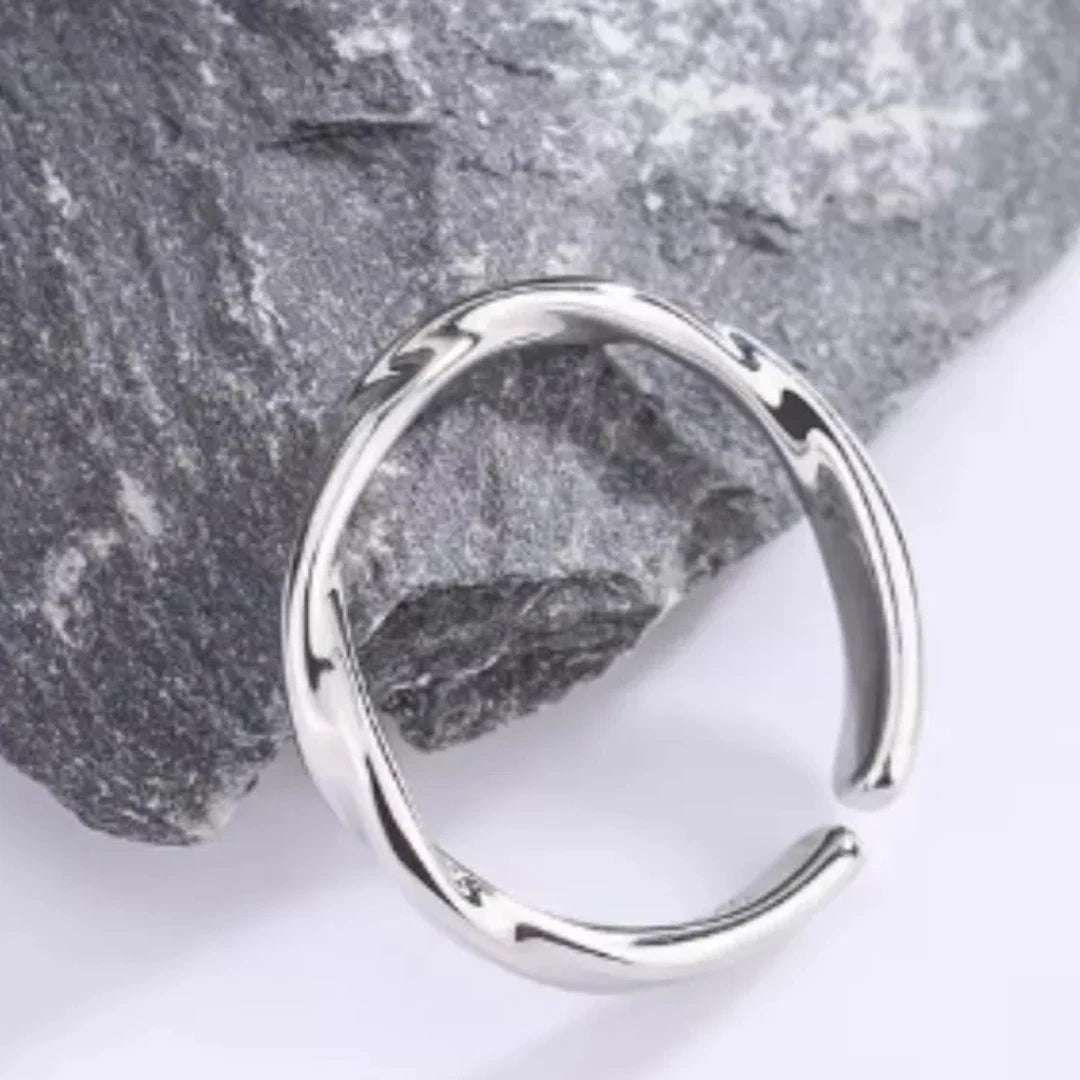 Sterling Silver Twisted Wave Ring | Adjustable Ripple Twist Ring for Women & Men | Minimalist Skinny Silver Band