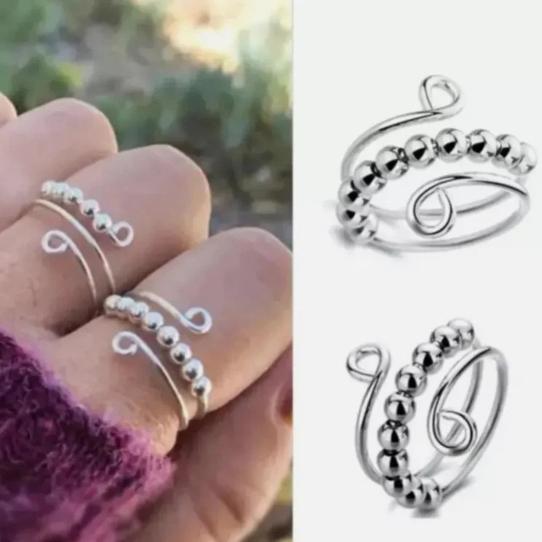 To My Daughter Anti-Anxiety Spinner Ring | Sterling Silver Fidget Bead Ring for Stress Relief & Focus | Women & Girls Gift