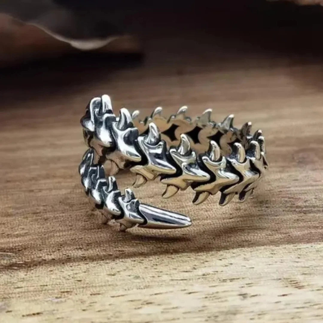Adjustable Centipede Spine Ring | Gothic Skeleton Bone Ring for Men & Women | Punk Horror Statement Jewelry