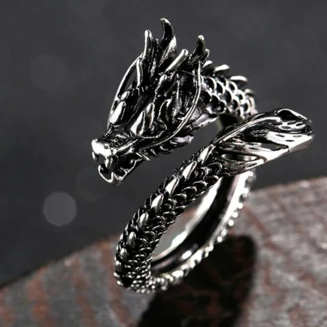 Antique Dragon Adjustable Ring – Gothic Punk Unisex Jewelry | Retro Dragon Ring for Men & Women
