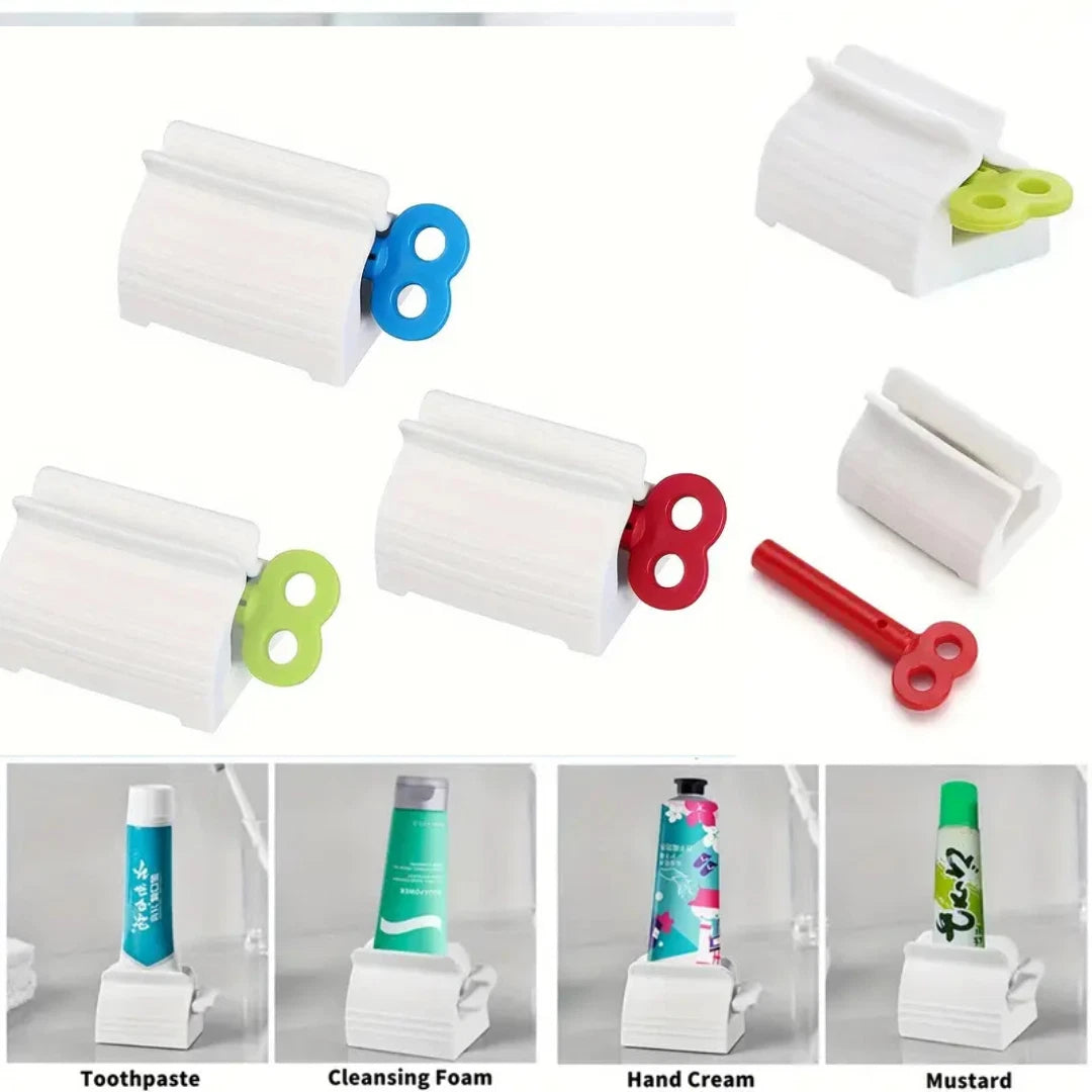6 × Rolling Tube Toothpaste Squeezer Set – Easy Dispenser & Holder Stand for Toothpaste, Creams & Gels