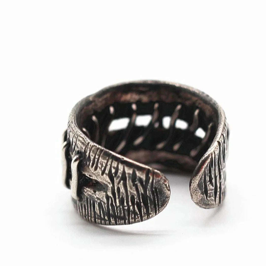 Vintage Gothic Cracks Patched Ring | Adjustable Punk Rock Band Ring | Unisex Distressed Silver Statement Jewelry