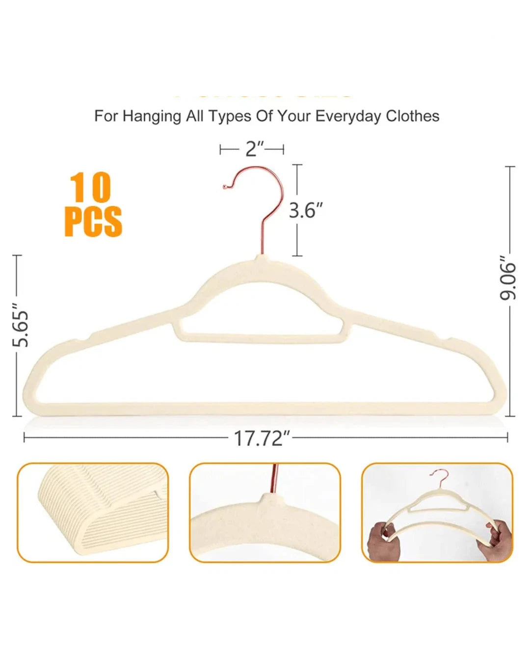 Velvet Non-Slip Clothes Hangers – Space-Saving Flocked Coat & Trouser Hangers with 360° Swivel Hook