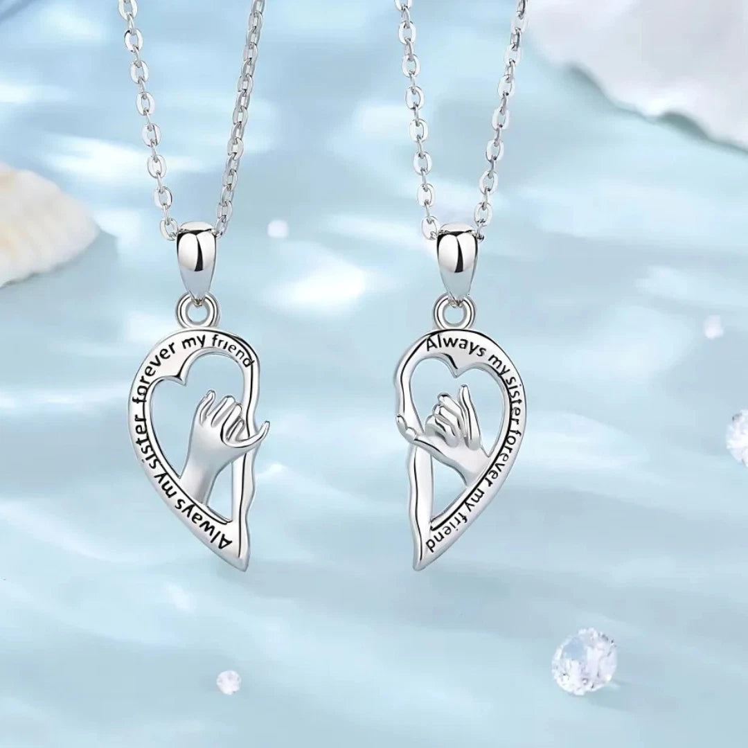 Silver Classic Love Pendant Necklace | Matching Heart Necklace for Lovers, Sisters & Best Friends | Sterling Silver Gift Jewelry