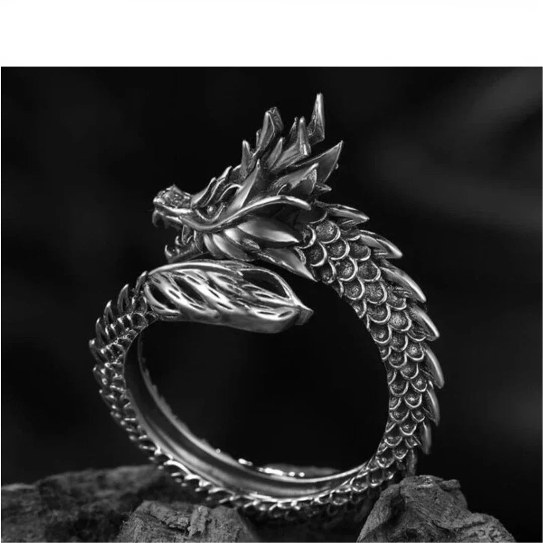Antique Dragon Adjustable Ring – Gothic Punk Unisex Jewelry | Retro Dragon Ring for Men & Women