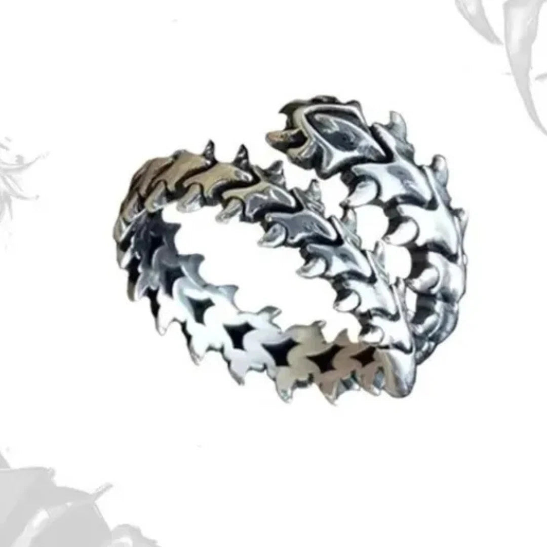 Adjustable Centipede Spine Ring | Gothic Skeleton Bone Ring for Men & Women | Punk Horror Statement Jewelry