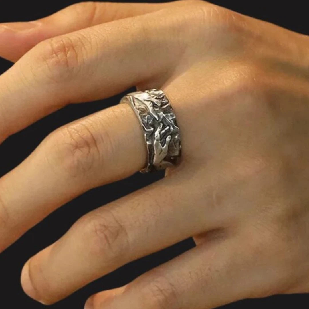 Michelangelo Creation of Adam Ring | Adjustable Handmade Stainless Steel Boho Ring for Men & Women | Artistic Renaissance Jewelry