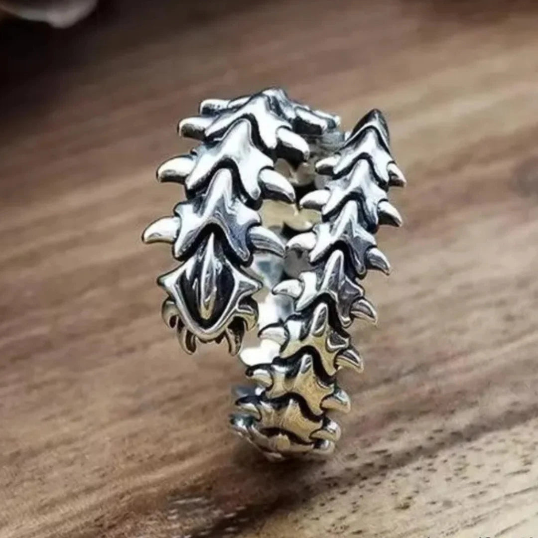 Adjustable Centipede Spine Ring | Gothic Skeleton Bone Ring for Men & Women | Punk Horror Statement Jewelry