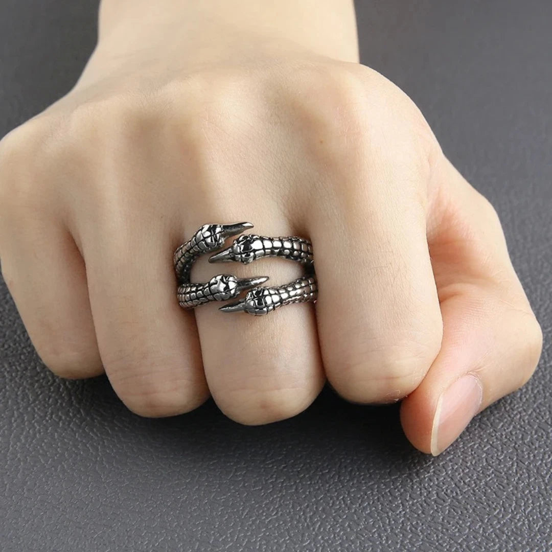 Adjustable Eagle Claw Ring | Vintage Gothic Punk Silver Ring for Men & Women | Biker Unisex Statement Jewelry UK