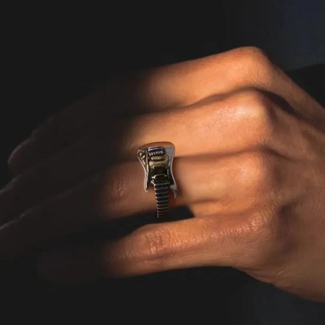 Adjustable Guitar Ring for Men & Women | Vintage Rock Music Ring | Punk Silver Guitar Jewelry Gift
