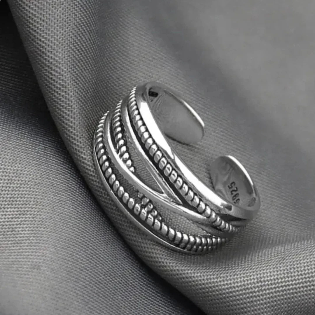 Chunky Silver Adjustable Ring for Women | Multi-Layer Sterling Silver Plated Thumb Ring | Bold Statement Fashion Jewelry