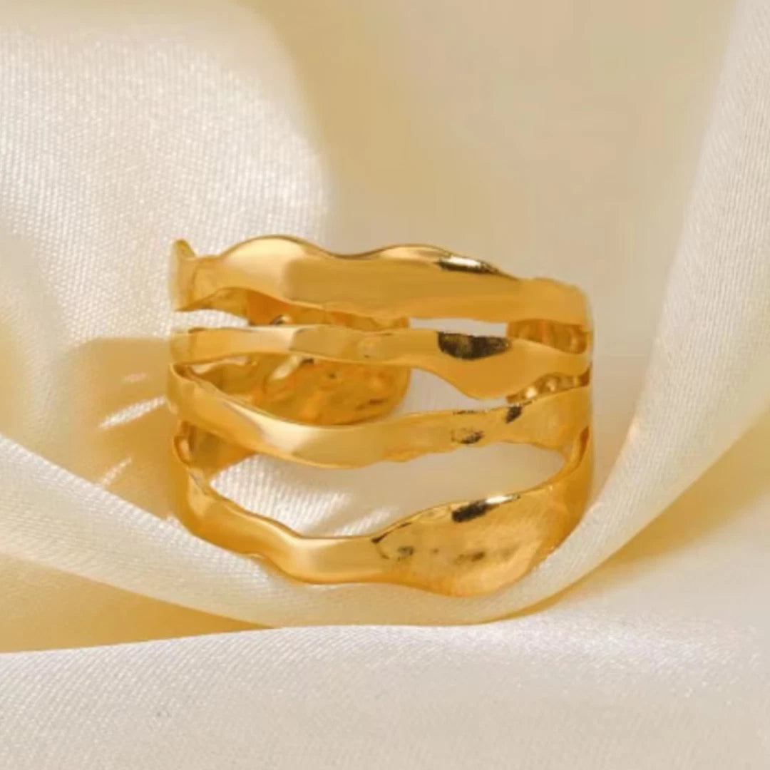 Multi-Layer Hammered Stainless Steel Ring | Adjustable Chunky Thumb Ring | Unisex Statement Boho Jewelry