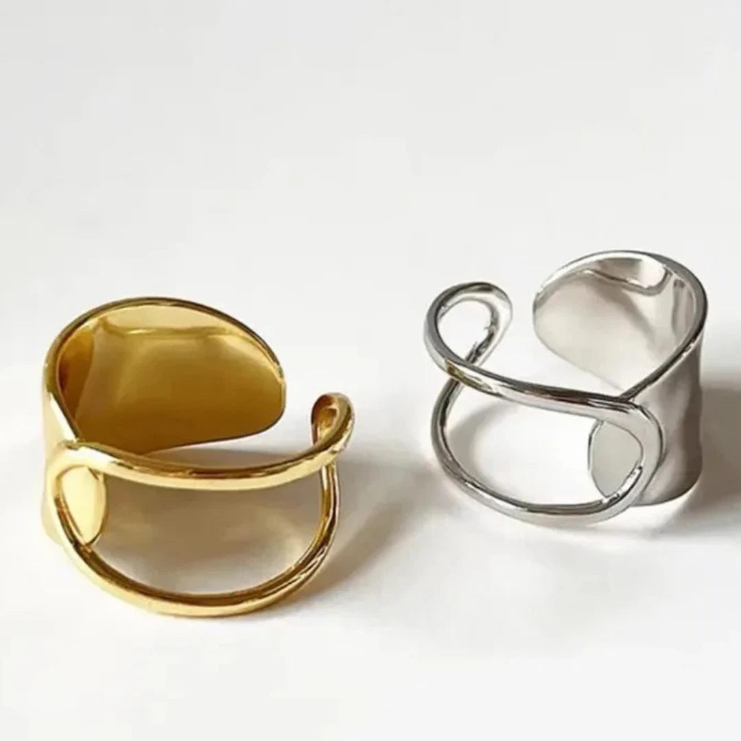 Chunky Hammered Silver Ring | Adjustable Sterling Silver Plated Statement Ring for Women & Men | Bold Boho Thumb Ring