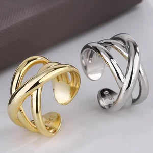 Silver Chunky Adjustable Ring for Women | Boho Chic Thick Wrap Thumb Ring | Minimalist Matching Silver Band