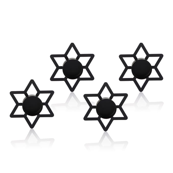 Set of 4 Black Metal Star Candle Holders – Modern Minimalist Tealight Decor