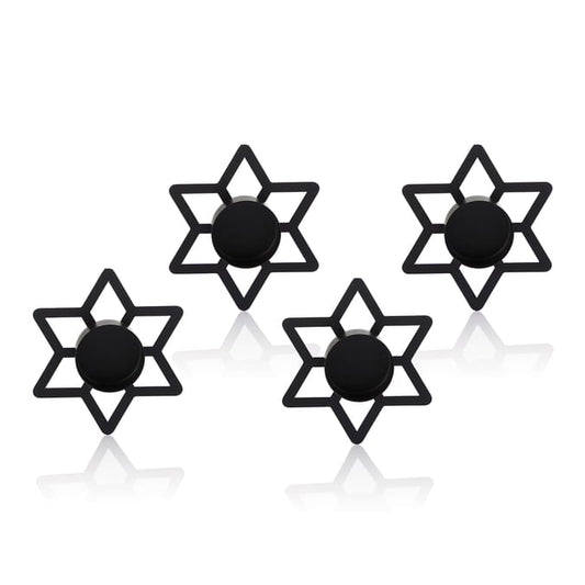 Set of 4 Black Metal Star Candle Holders – Modern Minimalist Tealight Decor
