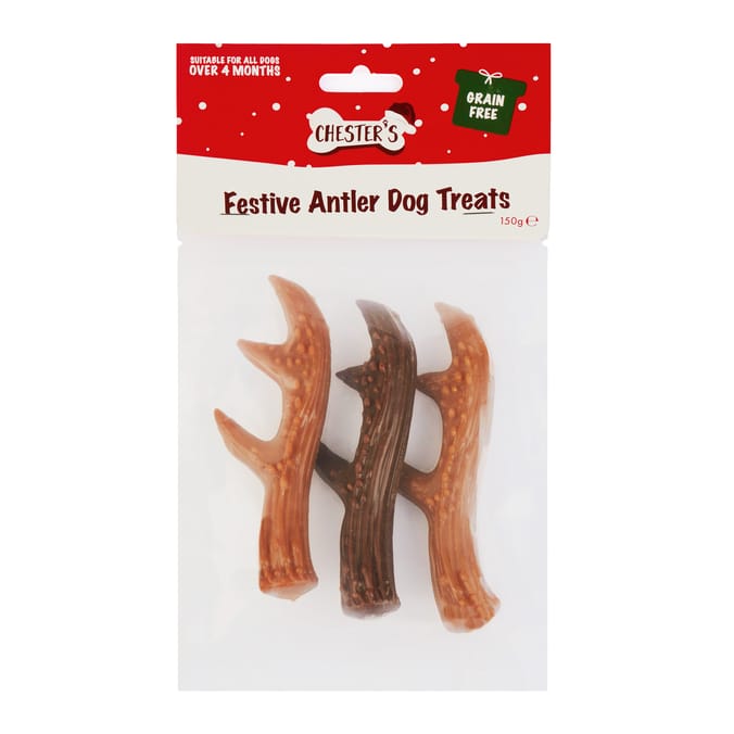 Chester’s Festive Antler Dog Treats – Grain-Free Christmas Chews for Dogs (150g)