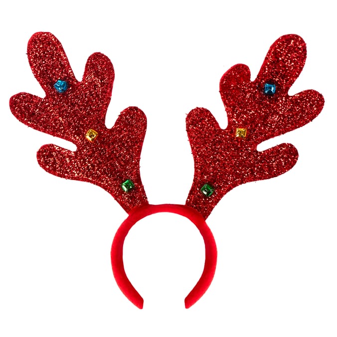 Glitter Reindeer Antler Headband with Festive Gems