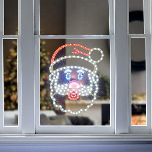 LED Santa Face Window Light – Christmas Santa Window Decoration for Festive Holiday Home Décor