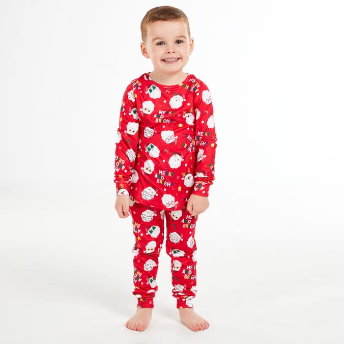 Kids Red Christmas Pajama Set – Festive Santa Print Holiday Sleepwear
