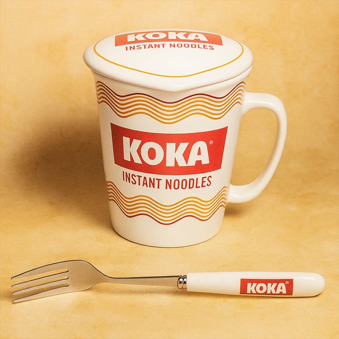 KOKA Instant Noodles Ceramic Mug & Fork Set
