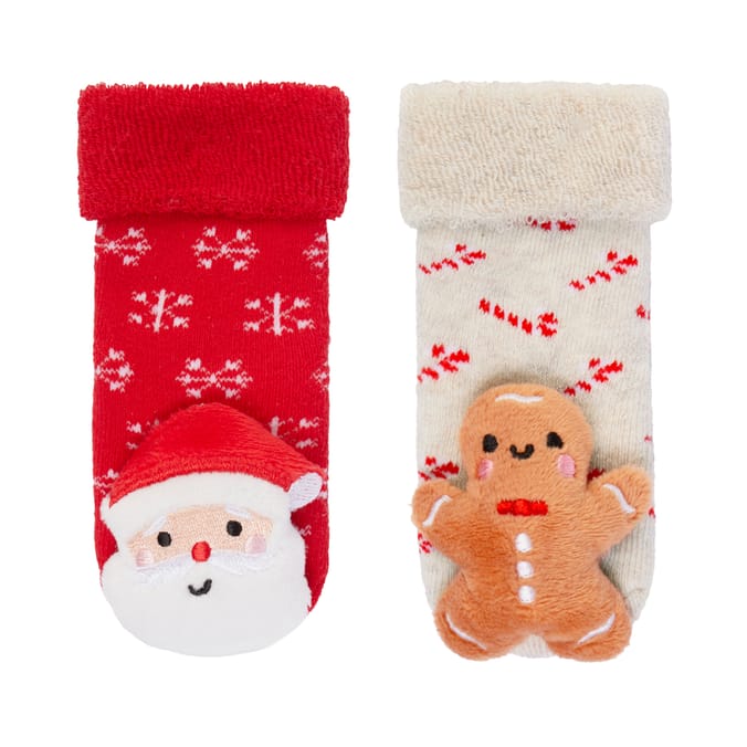 Baby Christmas Socks Set – Soft Plush 3D Character Socks (Santa, Gingerbread, Pudding & Reindeer)