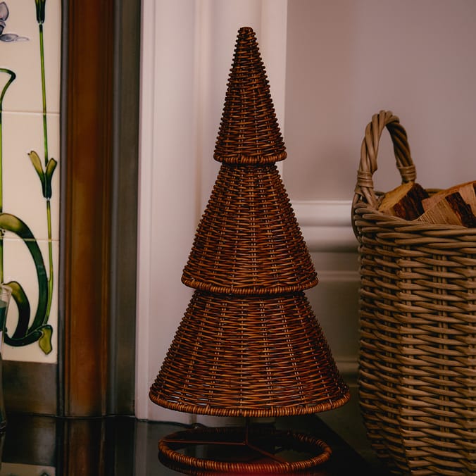 Handwoven Wicker Cone Christmas Tree Decoration