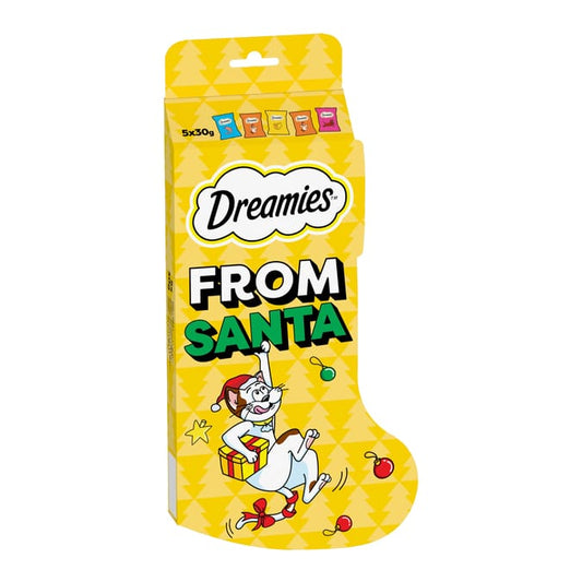 Dreamies From Santa Cat Treat Stocking – Christmas Gift Pack for Cats (5 x 30g)