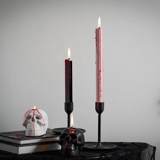 Hallow Scream Bleeding Taper Unscented Candle - Pink x4