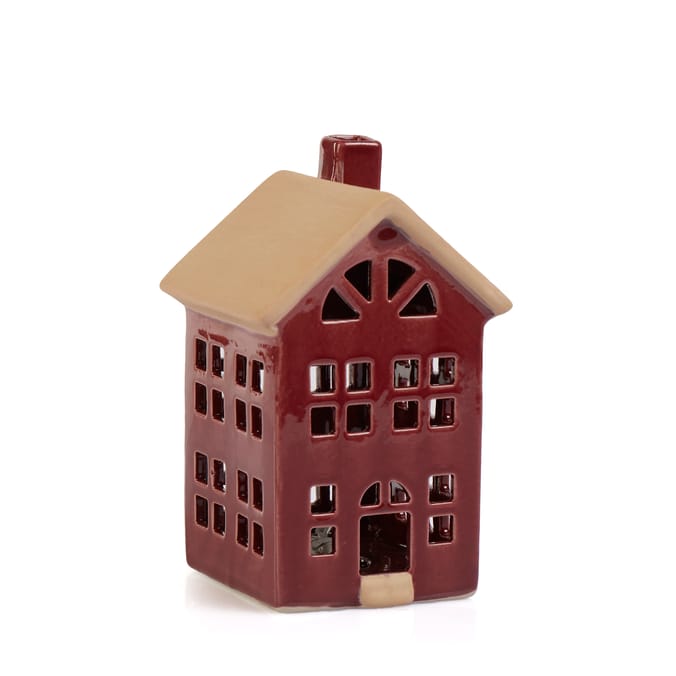 Ceramic Nordic House Tealight Holder – Warm Glow Christmas Village Decor