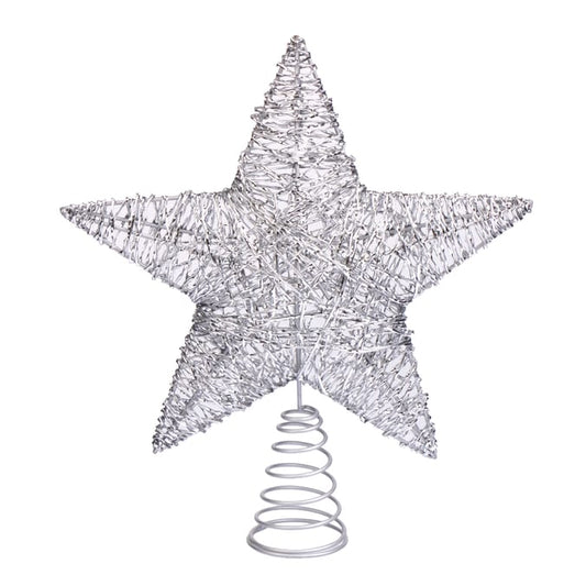 Silver Wire Star Christmas Tree Topper – Glittering Holiday Decoration