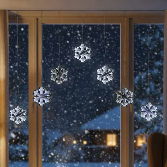 LED Hanging Snowflake Window Lights – Christmas Window Curtain Decoration