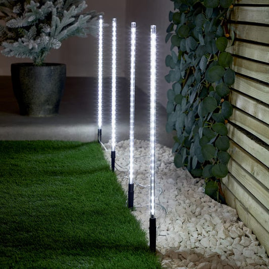 Outdoor LED Pathway Stick Lights – Bright White Garden Stakes (Set of 4)