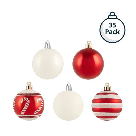 Sleigh Bells 7cm Candy Cane Christmas Bauble 35 Pack