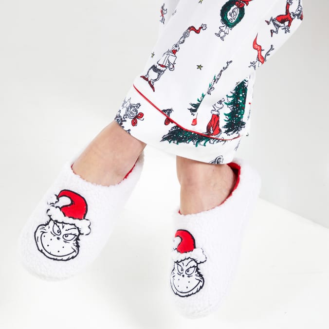 Grinch Christmas Slippers – Soft Fuzzy Holiday Winter House Shoes