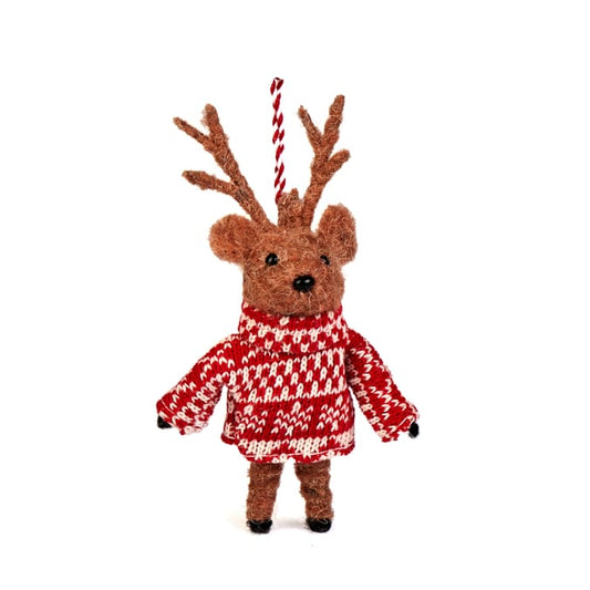 Sleigh Bells Christmas Felt Hanging Decoration - Reindeer