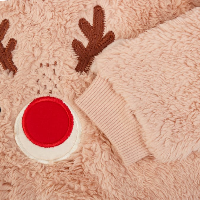 Baby Reindeer Fleece Outfit – Soft Winter 2-Piece Set (Sweatshirt & Pants)