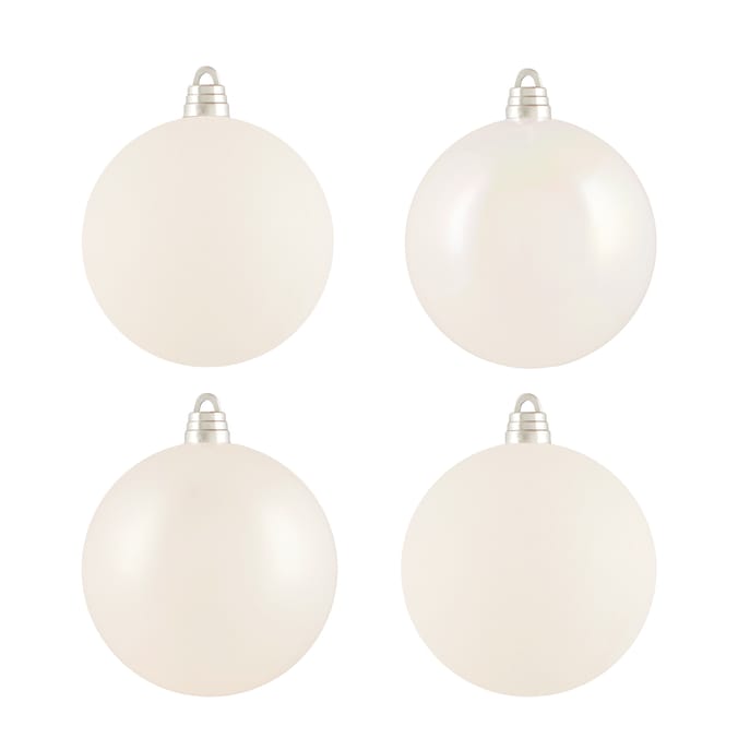 4-Pack Christmas Bauble Ornament Set – Shatterproof Tree Decorations with Matte, Glossy & Glitter Finishes