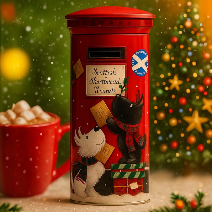 Festive Scottish Shortbread Postbox Tin
