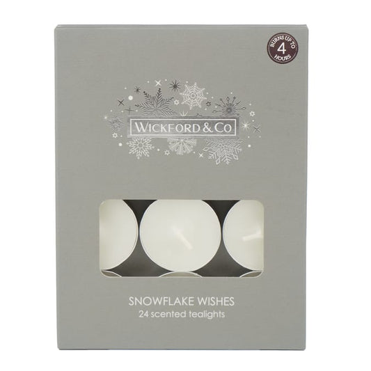 Wickford & Co Snowflake Wishes Scented Tealights – 24 Pack Winter Aroma Candles