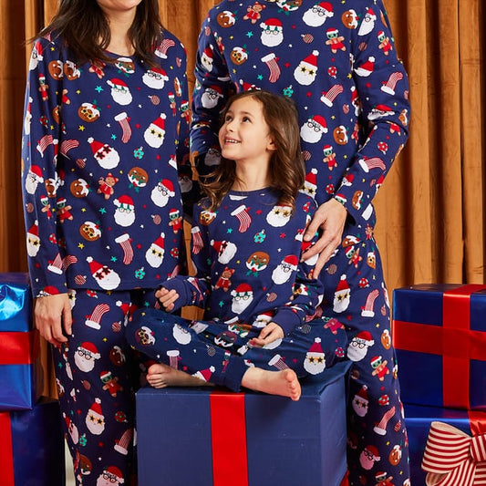 Family Matching Navy Christmas Pajama Set – Festive Holiday Nightwear for Parents & Kids