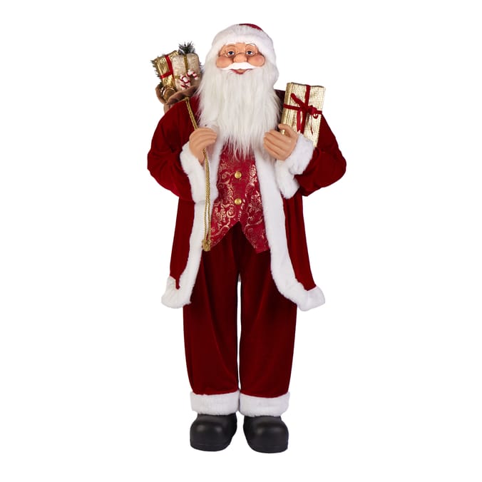 Standing Santa Claus Figure with Gifts – Traditional Christmas Decoration