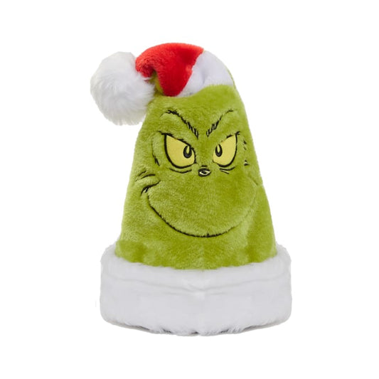 Plush Grinch Christmas Hat with Santa Trim