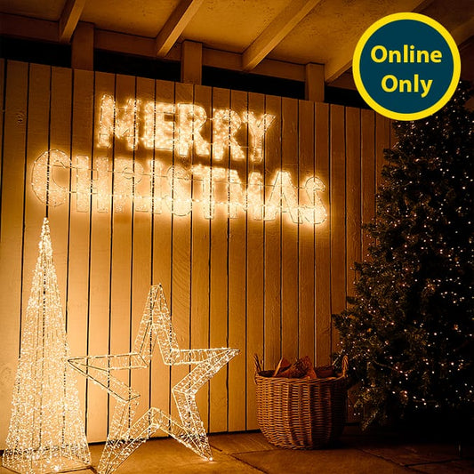 LED Merry Christmas Light Sign – Warm White Outdoor & Indoor Wall Decoration