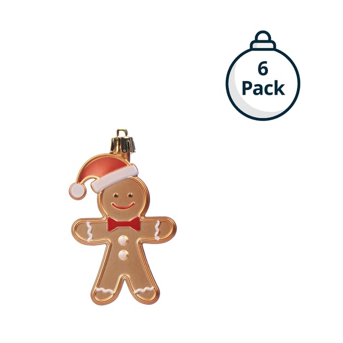 Sleigh Bells Christmas Tree Decoration 6 Pack - Gingerbread