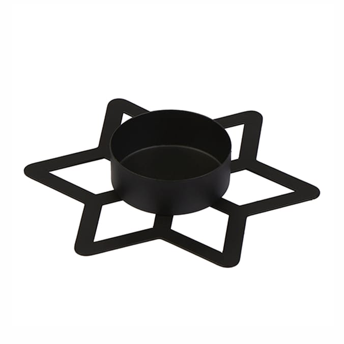 Set of 4 Black Metal Star Candle Holders – Modern Minimalist Tealight Decor