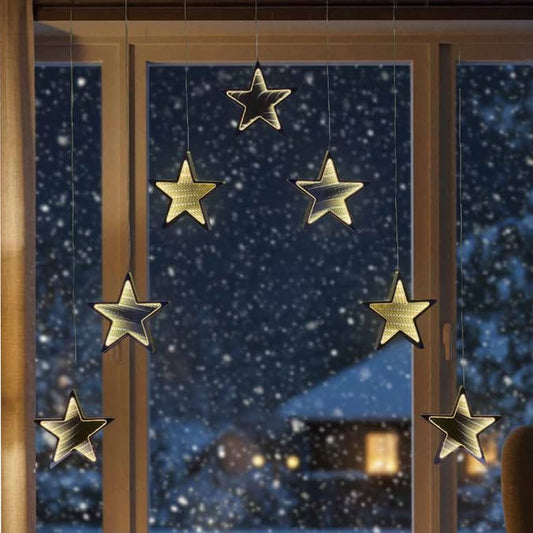 LED Hanging Star Window Lights – Christmas Window Curtain Light Display