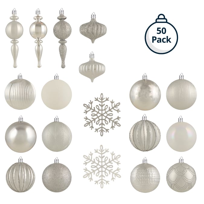 Frosted Spirit Christmas Baubles 50 Pack